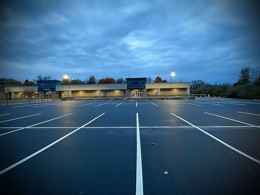 Newly line striped parking lot